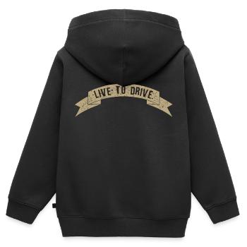 live to drive slogan motard banderole - Sweat Premium à capuche zippé enfant bio - noir - Dos - AI Model Kid Male (0cm)