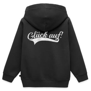 Glück auf - Kinder Premium Organic Zip Hoodie - Schwarz - Hinten - AI Model Kid Male (0cm)