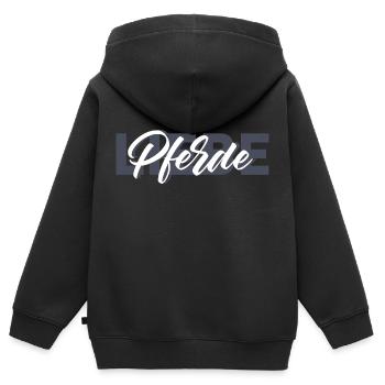 pferdeliebe grau - Kinder Premium Organic Zip Hoodie - Schwarz - Hinten - AI Model Kid Male (0cm)