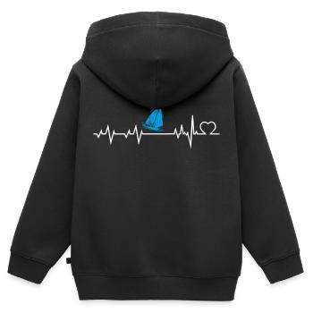 Heartbeat Voilier Skipper Skipper Shirt Cadeau - Sweat Premium à capuche zippé enfant bio - noir - Dos - AI Model Kid Male (0cm)