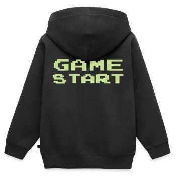 Démarrage du jeu - Sweat Premium à capuche zippé enfant bio - noir - Dos - AI Model Kid Male (0cm)