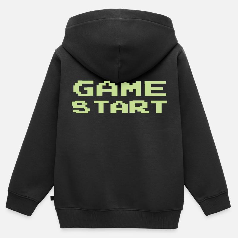 Démarrage du jeu - Sweat Premium à capuche zippé enfant bio - noir
