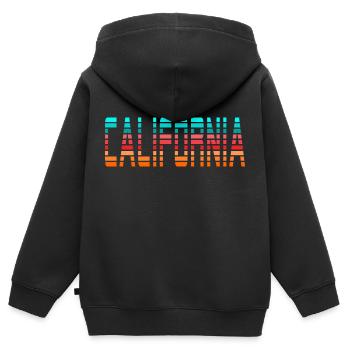 Kalifornien - orange rot blau - Kinder Premium Organic Zip Hoodie - Schwarz - Hinten - AI Model Kid Male (0cm)