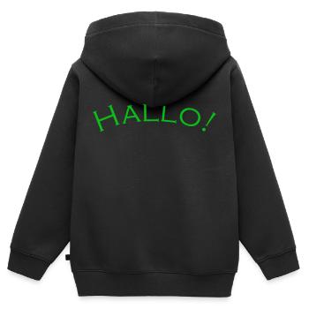 Hallo Grün - Kinder Premium Organic Zip Hoodie - Schwarz - Hinten - AI Model Kid Male (0cm)