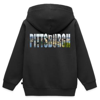 Pittsburgh - Sweat Premium à capuche zippé enfant bio - noir - Dos - AI Model Kid Male (0cm)