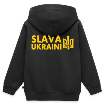 Ukraine - Kinder Premium Organic Zip Hoodie - Schwarz - Hinten - AI Model Kid Male (0cm)