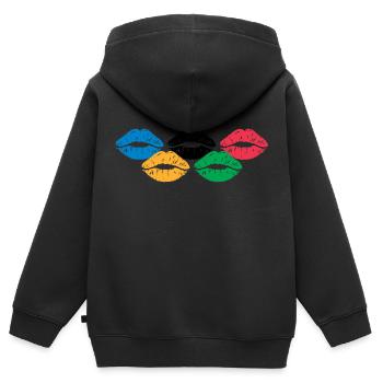 Lippen - Kinder Premium Organic Zip Hoodie - Schwarz - Hinten - AI Model Kid Male (0cm)