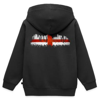Angleterre Royaume-Uni Londres Anglais britannique Royaume-Uni - Sweat Premium à capuche zippé enfant bio - noir - Dos - AI Model Kid Male (0cm)