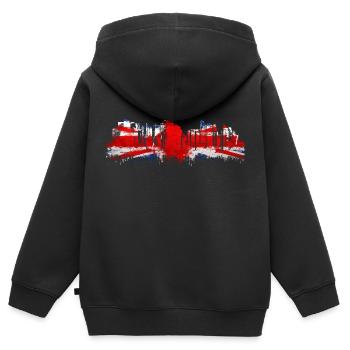 England UK London British English United Kingdom - Kids Premium Organic Zip-up Hoodie - black - Back - AI Model Kid Male (0cm)