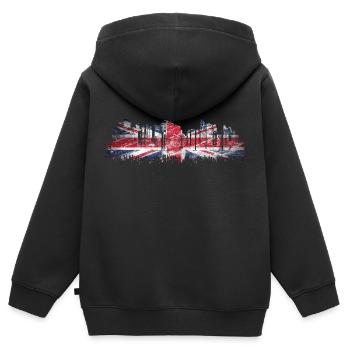 Angleterre Royaume-Uni Londres Anglais britannique Royaume-Uni - Sweat Premium à capuche zippé enfant bio - noir - Dos - AI Model Kid Male (0cm)