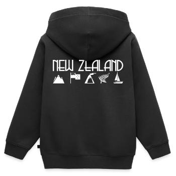 Drapeau de la Nouvelle-Zélande Fern Backpacker Cadeau - Sweat Premium à capuche zippé enfant bio - noir - Dos - AI Model Kid Male (0cm)