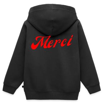 Merci - Sweat Premium à capuche zippé enfant bio - noir - Dos - AI Model Kid Male (0cm)