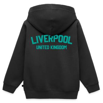 Liverpool Royaume-Uni - Sweat Premium à capuche zippé enfant bio - noir - Dos - AI Model Kid Male (0cm)