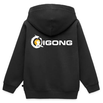 Qigong Dragon weiss - Kinder Premium Organic Zip Hoodie - Schwarz - Hinten - AI Model Kid Male (0cm)