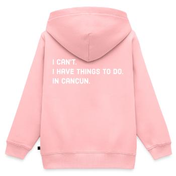 Cancun - Kinder Premium Organic Zip Hoodie - Rosa - Hinten - AI Model Kid Female (0cm)