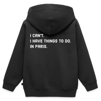 Paris - Kinder Premium Organic Zip Hoodie - Schwarz - Hinten - AI Model Kid Male (0cm)