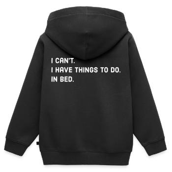 Sommeil au lit Dire - Sweat Premium à capuche zippé enfant bio - noir - Dos - AI Model Kid Male (0cm)