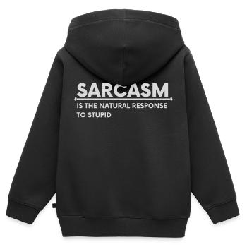 Le SARCASME est la réponse naturelle à la stupidité - Sweat Premium à capuche zippé enfant bio - noir - Dos - AI Model Kid Male (0cm)