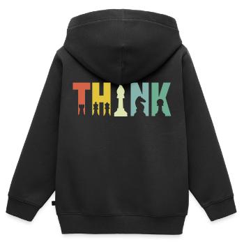 Pensez aux pièces d’échecs - Sweat Premium à capuche zippé enfant bio - noir - Dos - AI Model Kid Male (0cm)