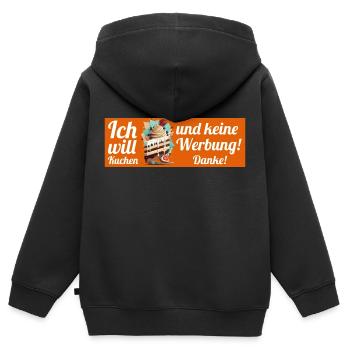 Ich will Kuchen und keine Werbung! Keine Werbung! - Kinder Premium Organic Zip Hoodie - Schwarz - Hinten - AI Model Kid Male (0cm)