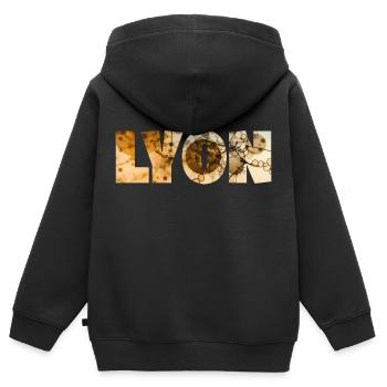 LYON COLORFUL - Kids Premium Organic Zip-up Hoodie - black - Back - AI Model Kid Male (0cm)