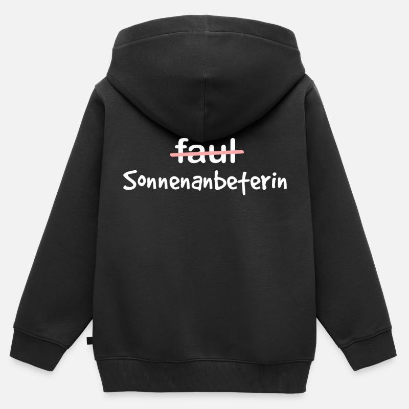 Sonnenanbeterin Wortspiel Euphemismus - Kinder Premium Organic Zip Hoodie - Schwarz
