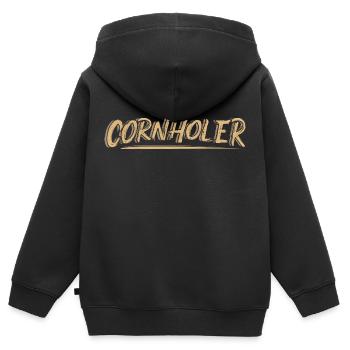 Cornholer Cornhole Bean Bag Toss - Sweat Premium à capuche zippé enfant bio - noir - Dos - AI Model Kid Male (0cm)
