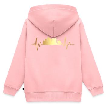 Battement de cœur Lyon - Sweat Premium à capuche zippé enfant bio - rose - Dos - AI Model Kid Female (0cm)