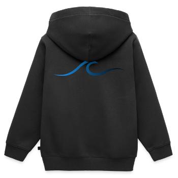 Surf de vagues - Sweat Premium à capuche zippé enfant bio - noir - Dos - AI Model Kid Male (0cm)