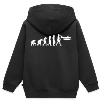Wasserflugzeug weiß Evolution Flugzeuge Schiff - Kinder Premium Organic Zip Hoodie - Schwarz - Hinten - AI Model Kid Male (0cm)