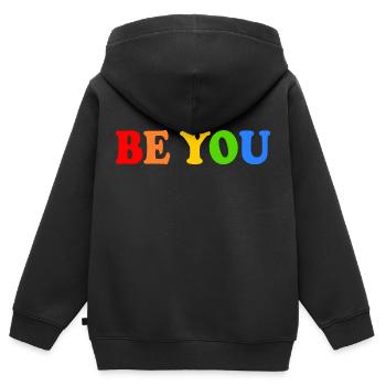 Be you - Kids Premium Organic Zip-up Hoodie - black - Back - AI Model Kid Male (0cm)