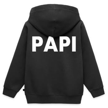 Papi - Sweat Premium à capuche zippé enfant bio - noir - Dos - AI Model Kid Male (0cm)