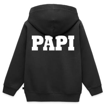 Papi - Sweat Premium à capuche zippé enfant bio - noir - Dos - AI Model Kid Male (0cm)