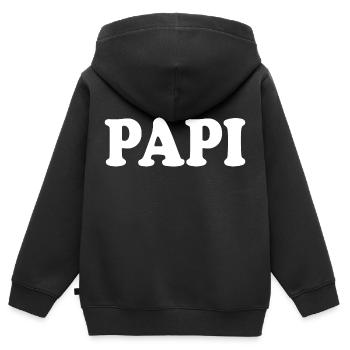 Papi - Sweat Premium à capuche zippé enfant bio - noir - Dos - AI Model Kid Male (0cm)