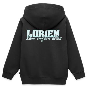 Motto Spruch Frau Vorname Lorien - Kinder Premium Organic Zip Hoodie - Schwarz - Hinten - AI Model Kid Male (0cm)