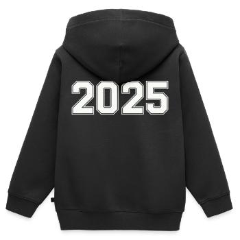 2025 - Kinder Premium Organic Zip Hoodie - Schwarz - Hinten - AI Model Kid Male (0cm)