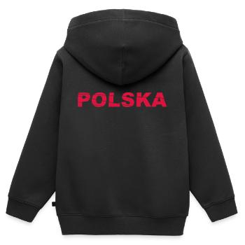 Polska Lettrage - Polen - Pologne - polnisch - Sweat Premium à capuche zippé enfant bio - noir - Dos - AI Model Kid Male (0cm)