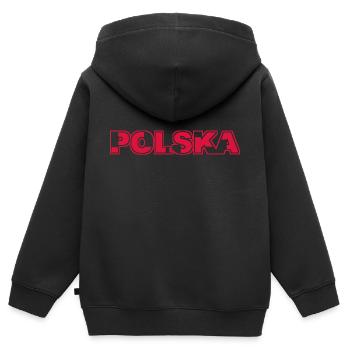 Polska Lettrage - Polen - Pologne - polnisch - Sweat Premium à capuche zippé enfant bio - noir - Dos - AI Model Kid Male (0cm)