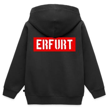 Erfurt - Thüringen - Slogan - Logo - Kinder Premium Organic Zip Hoodie - Schwarz - Hinten - AI Model Kid Male (0cm)