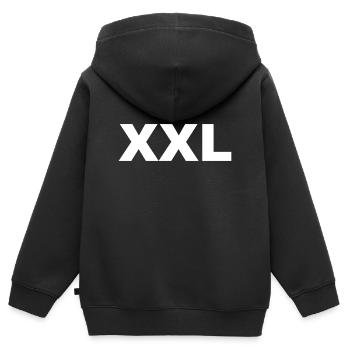 XXL - X grand - extra large - Sweat Premium à capuche zippé enfant bio - noir - Dos - AI Model Kid Male (0cm)