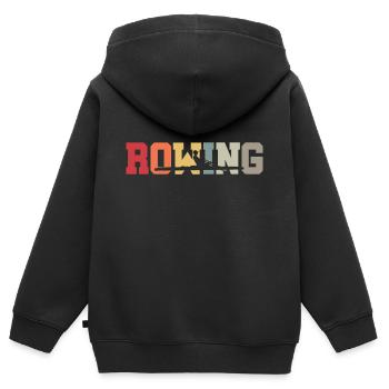 Rowing - Rudern - Ruderer - Ruderin - Aviron - Kinder Premium Organic Zip Hoodie - Schwarz - Hinten - AI Model Kid Male (0cm)