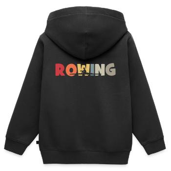 Aviron - Aviron - Rameur - Aviron - Sweat Premium à capuche zippé enfant bio - noir - Dos - AI Model Kid Male (0cm)