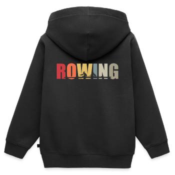 Aviron - Aviron - Rameur - Aviron - Sweat Premium à capuche zippé enfant bio - noir - Dos - AI Model Kid Male (0cm)