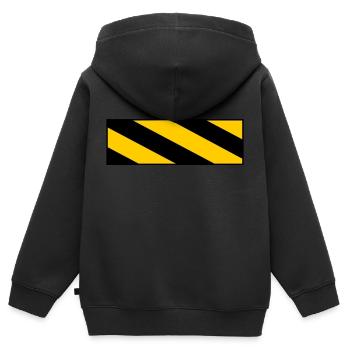 panneau d'avertissement - Sweat Premium à capuche zippé enfant bio - noir - Dos - AI Model Kid Male (0cm)