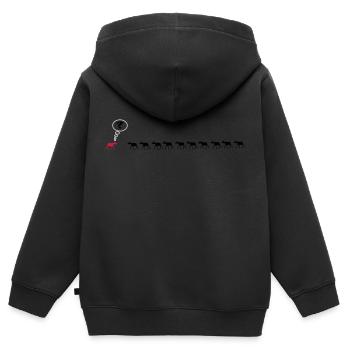Orignaux 10 +1 =? confus Elk - Sweat Premium à capuche zippé enfant bio - noir - Dos - AI Model Kid Male (0cm)