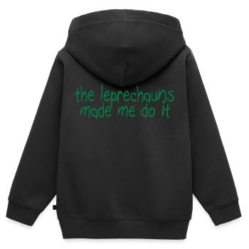 the leprechauns made me do it - Sweat Premium à capuche zippé enfant bio - noir - Dos - AI Model Kid Male (0cm)