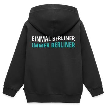 Berlin, Berliner, Berlin City, Hauptstadt - Kinder Premium Organic Zip Hoodie - Schwarz - Hinten - AI Model Kid Male (0cm)