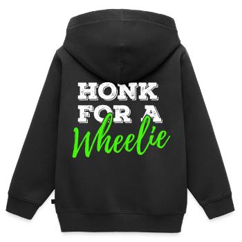 Klaxonner pour un vélo de moto Wheelie disant - Sweat Premium à capuche zippé enfant bio - noir - Dos - AI Model Kid Male (0cm)