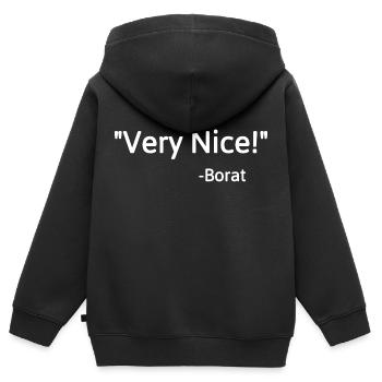 Sehr nett! Borat - Kinder Premium Organic Zip Hoodie - Schwarz - Hinten - AI Model Kid Male (0cm)