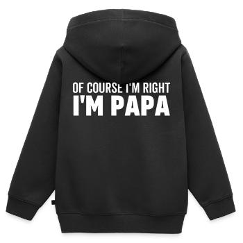 Bien sûr, j’ai raison, je suis papa - Sweat Premium à capuche zippé enfant bio - noir - Dos - AI Model Kid Male (0cm)
